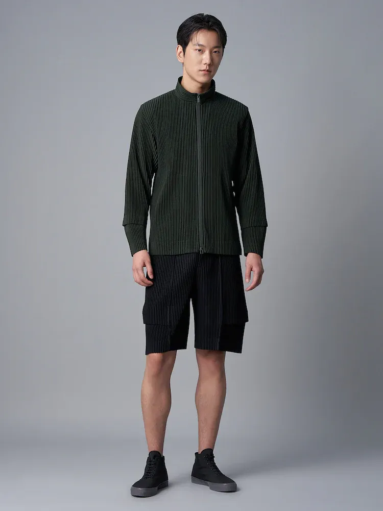 Men's Pleated Cargo Shorts New Fashion Loose Overalls Drawstring Elastic Waist