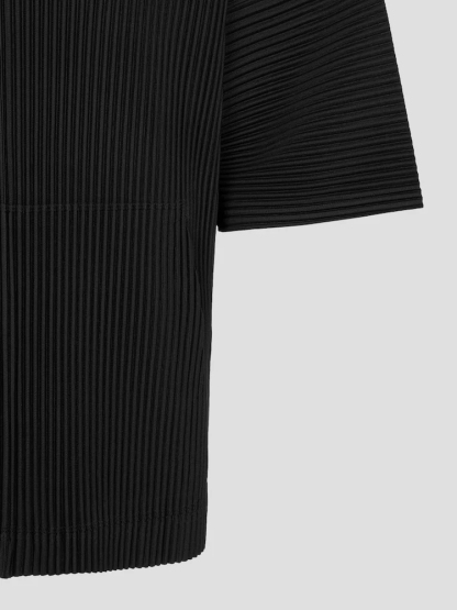 Men's Pleated Black Drawstring Hoodie With Big Pockets, Going Out, Casual