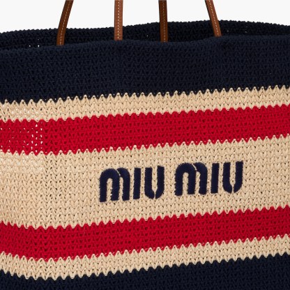 【MIUMIU】大人気♪ラフィアXコットン トートバッグ