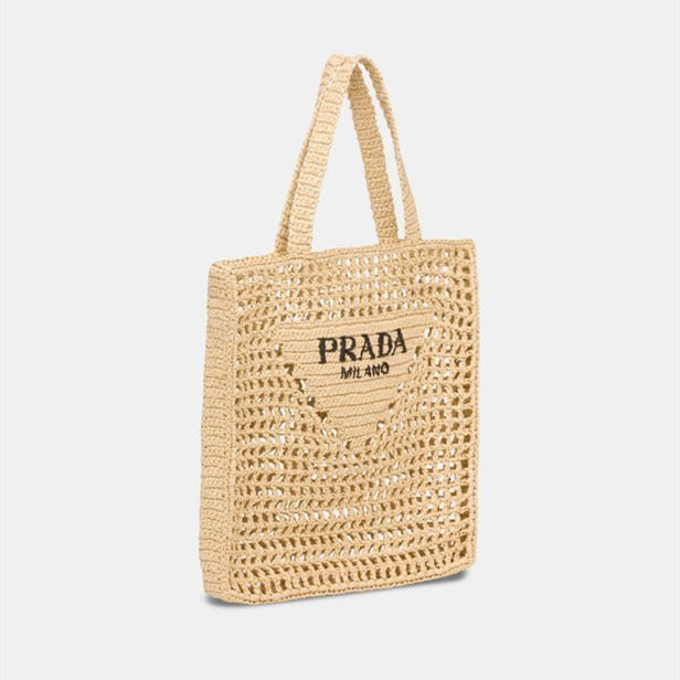 【PRADA】Raffia tote bag ロゴ ラフィア トートバッグ