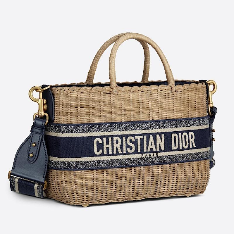 【DIOR】ディオール オブリーク WICKER BASKET かごバッグ