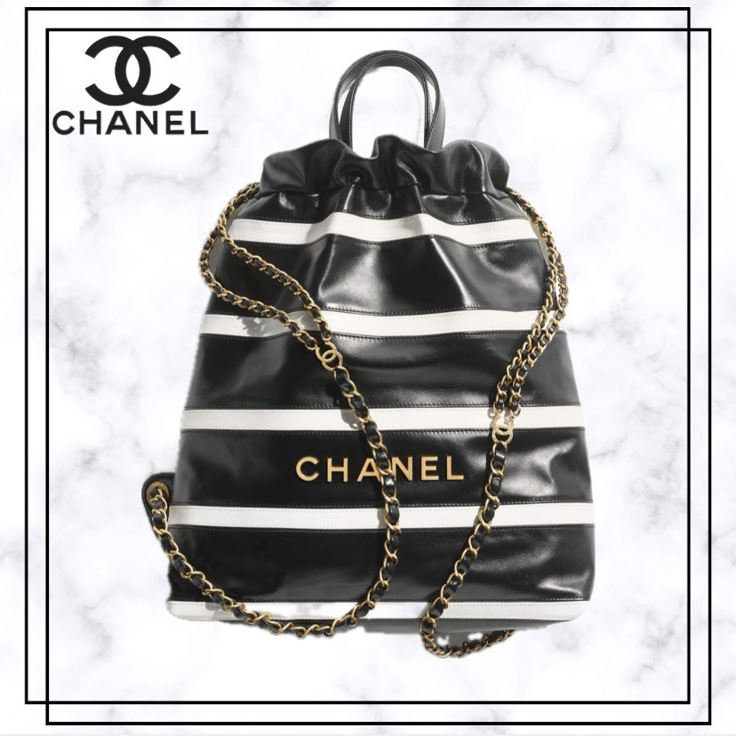 ６万取引突破★【ボーダーデザイン/カジュアル】CHANEL 22 バックパック