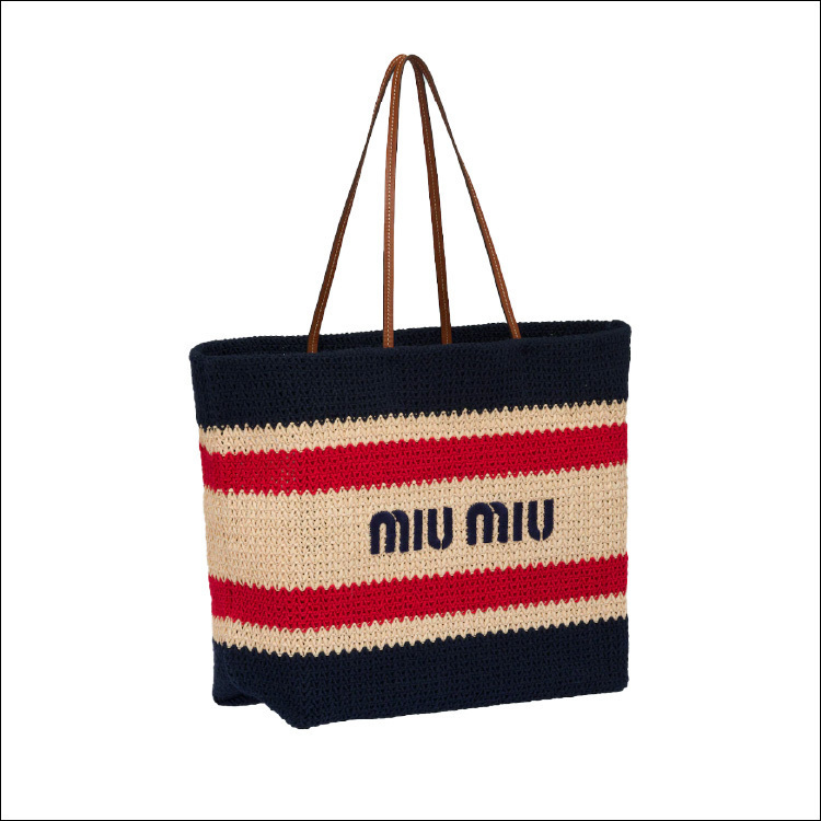 【MIUMIU】大人気♪ラフィアXコットン トートバッグ