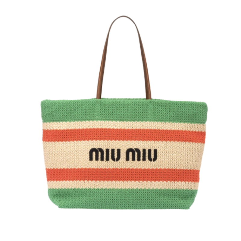 【MIUMIU】大人気♪ラフィアXコットン トートバッグ