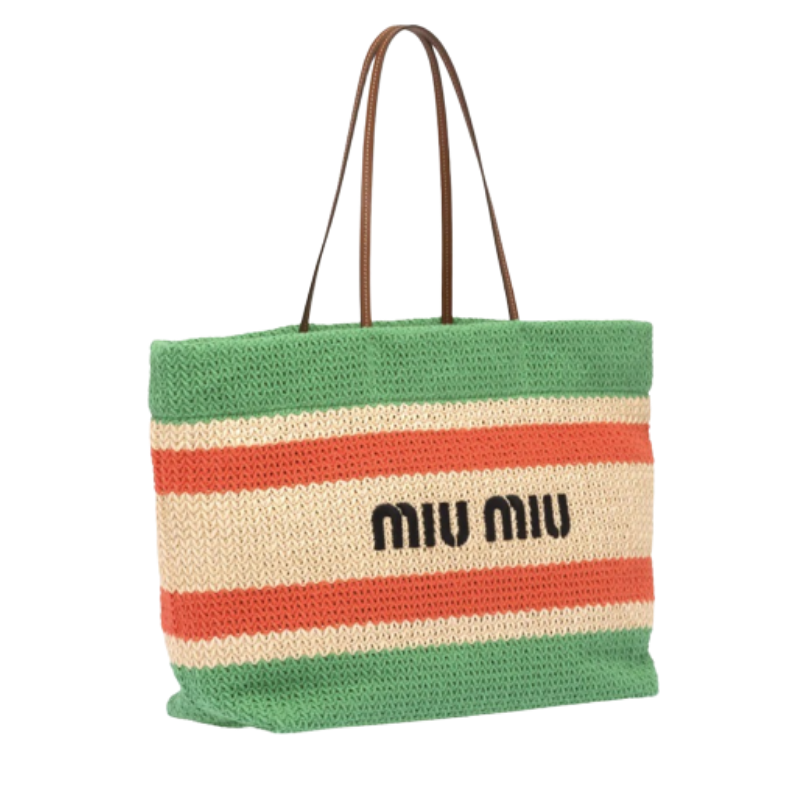 【MIUMIU】大人気♪ラフィアXコットン トートバッグ