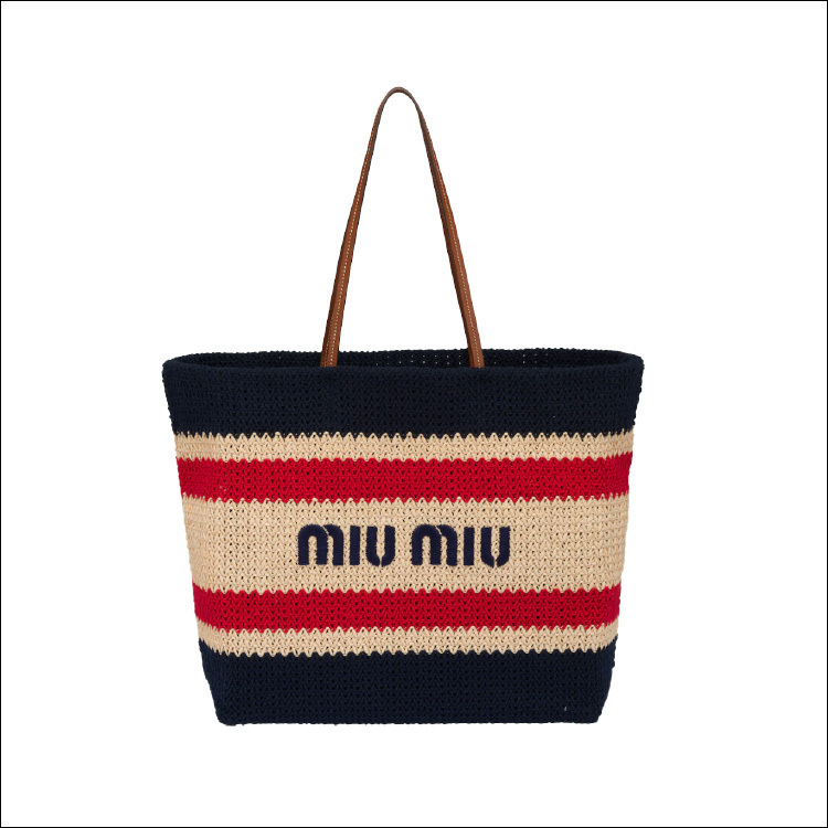 【MIUMIU】大人気♪ラフィアXコットン トートバッグ