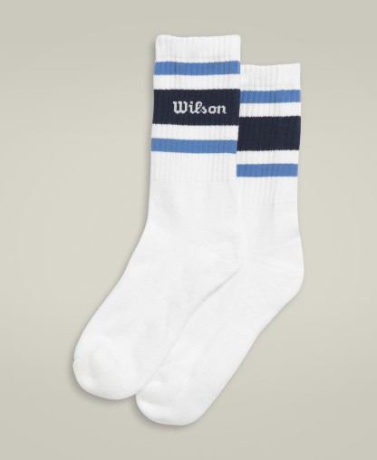 Wilson Crew Stripe Script Sock