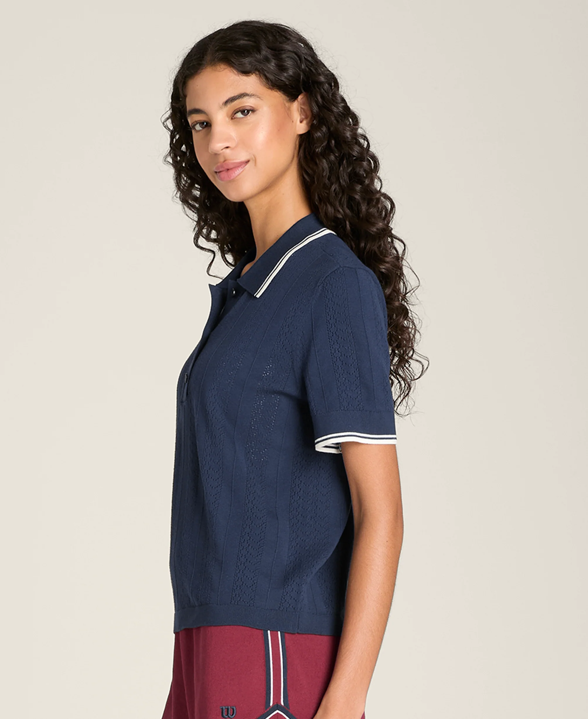 Addison Knit Pointelle Polo Shirt