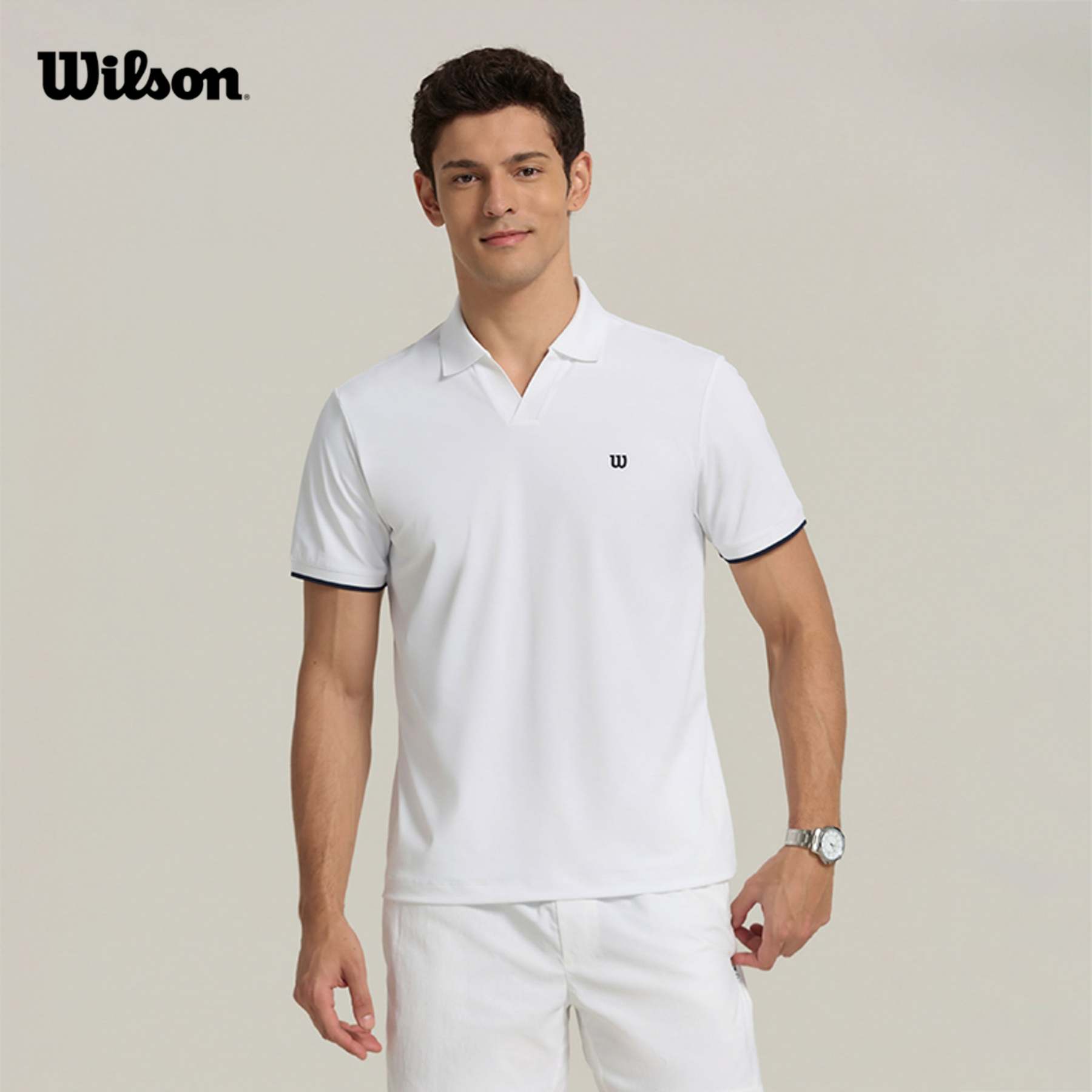 Men Johnny Collar Polo in Bright White