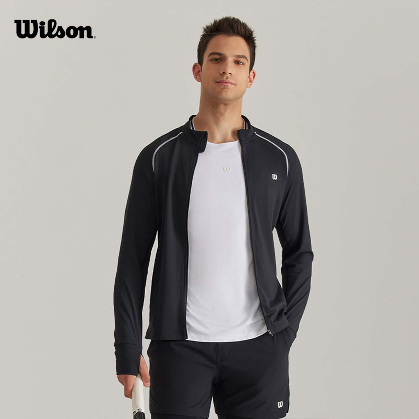 Men Zip Up Knit Jacket in Black
