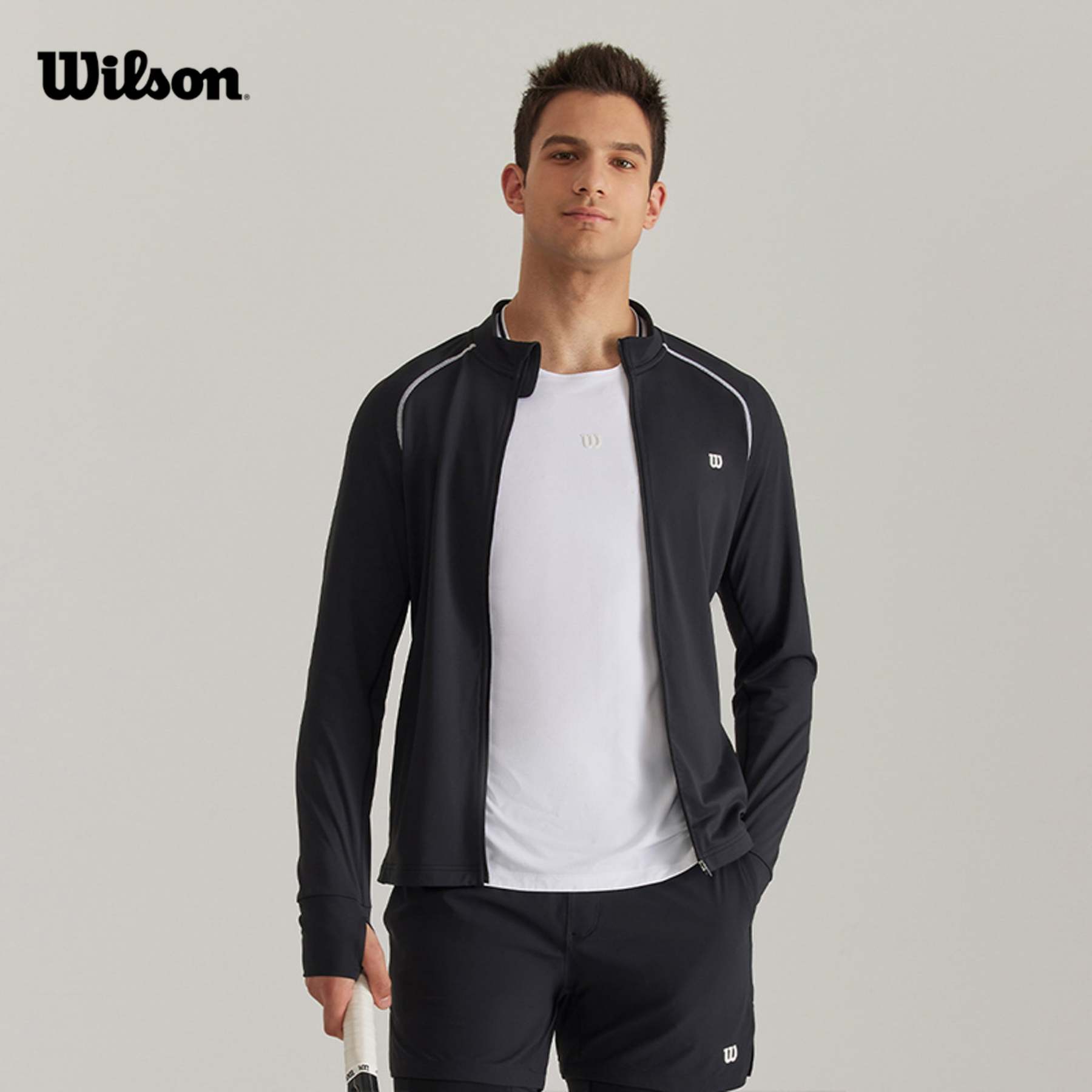 Men Zip Up Knit Jacket in Black