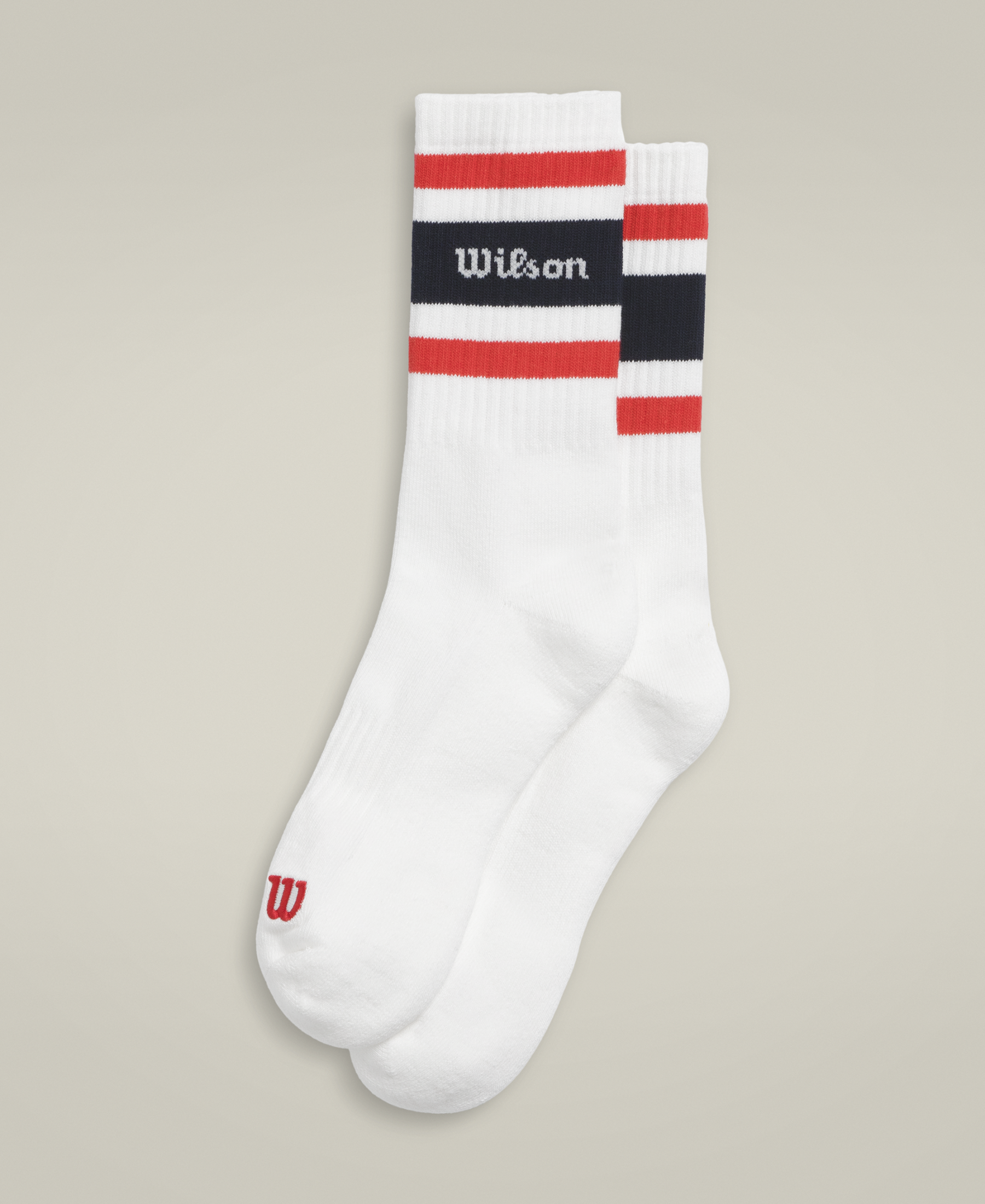 Wilson Crew Stripe Script Socks