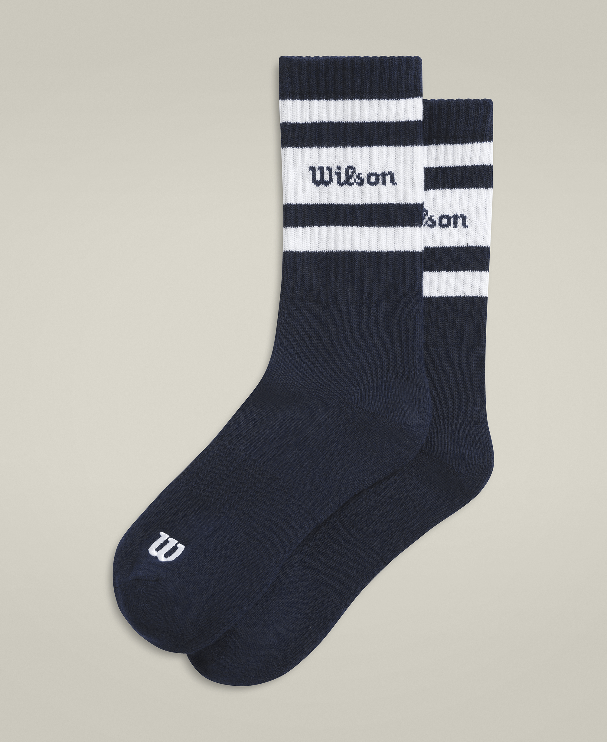 Wilson Crew Stripe Script Socks