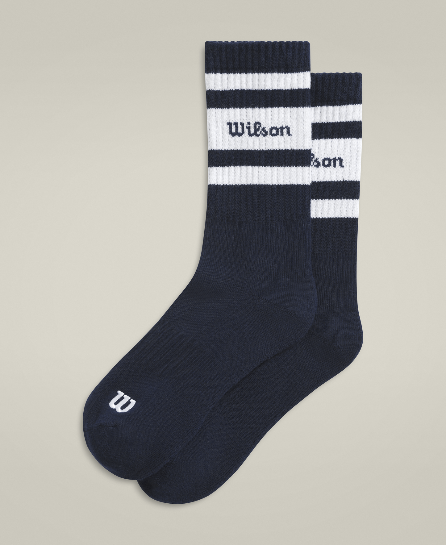 Wilson Crew Stripe Script Socks