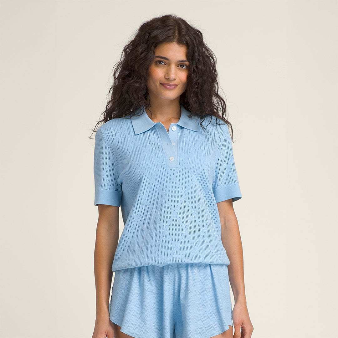Addison Knit Polo in Airy Blue