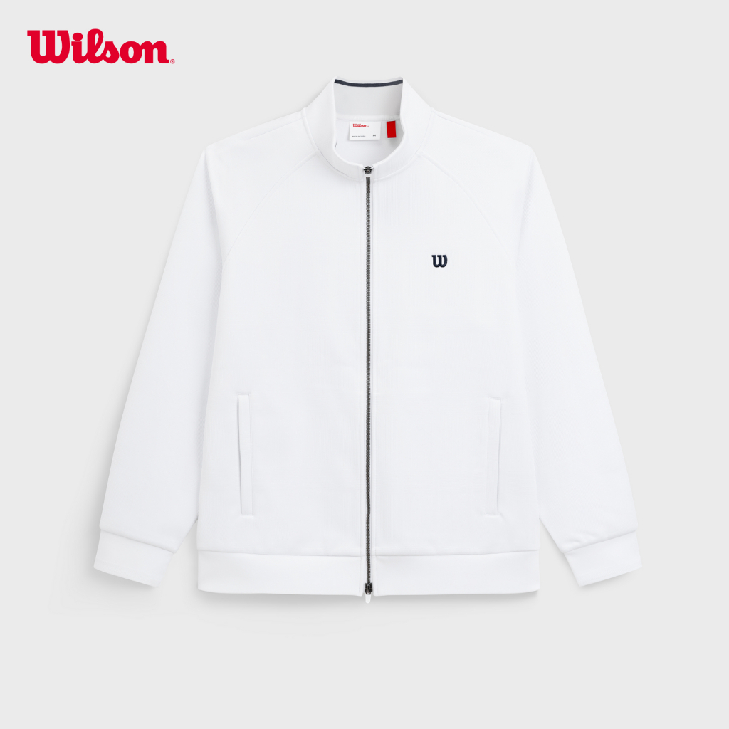 Wilson Men Courtstar Jacquard Tennis Jacket Brushed Inner Stand Collar Zip Windproof WN00114