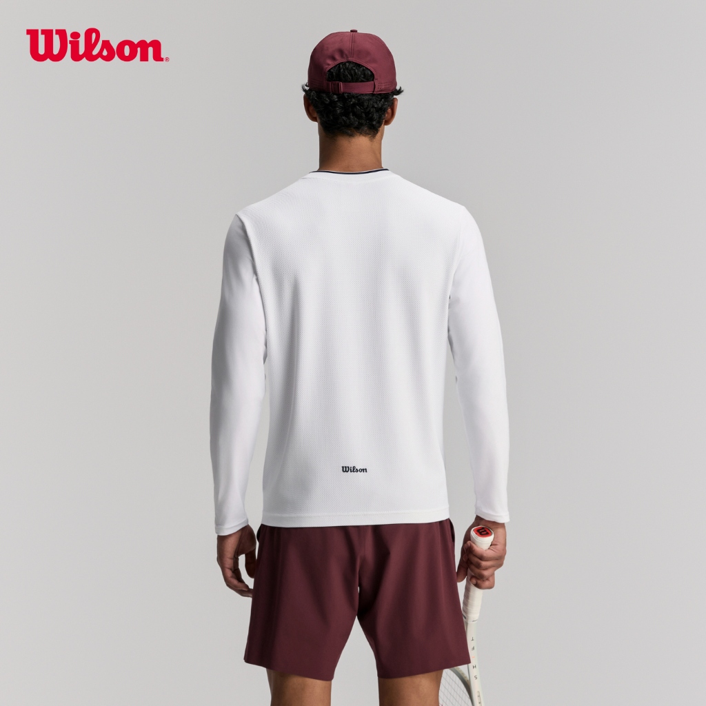 Wilson Men Timeless Long Sleeve Tennis Tee Classic Navy/Bright White WN00097