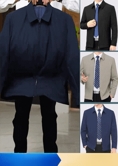 เสื้อแจ็คเก็ตคอตั้งสำหรับผู้ชาย👔ตัดเย็บแบบสามมิติ เข้ารูป ใส่สบาย หล่อมีสไตล์😎ลำลอง แมตช์ง่าย แสดงเสน่ห์ของผู้ชายที่เป็นผู้ใหญ่