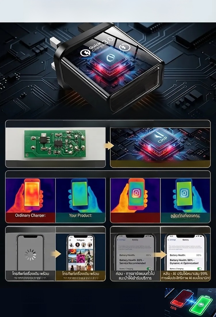 🛡️🔋 เตรียมพร้อมสำหรับการเดินทาง! 🔋🛡️ ⚡️🔌 ชาร์จได้ 4 เครื่องพร้อมกัน! 🔌⚡️ 🌍🚀 แบตหมดไม่ต้องกลัว! 🌟📱 💥🔥 เพิ่มพลังให้มือถือคุณ ตลอดทริป! 🔥💥