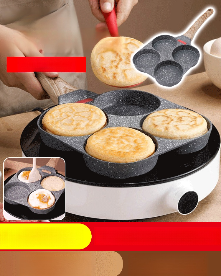 👉กระทะหิน Maifan สี่รู ✅ไม่ต้องคำนวณเวลาทอด ควบคุมอุณหภูมิอัจฉริยะ การนำความร้อนสม่ำเสมอ กระทะไม่ติด