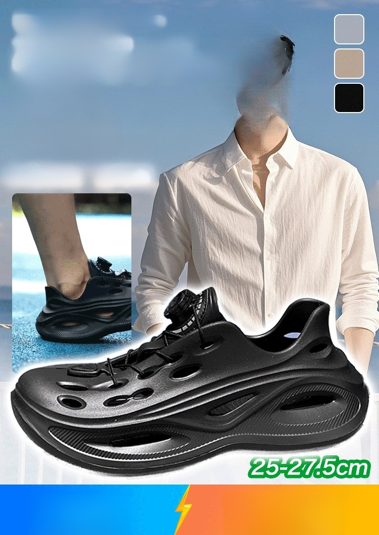 【🌤️ ต้องมีในหน้าร้อน!】รองเท้าแตะเจาะรู🩴 🥰 เทคโนโลยีลดแรงกระแทกแบบหุ้มพื้นล่าสุด 👍 สวมใส่สบายสุดๆ ✨ เพิ่มส่วนสูง 5 ซม. ✨ ป้องกันล