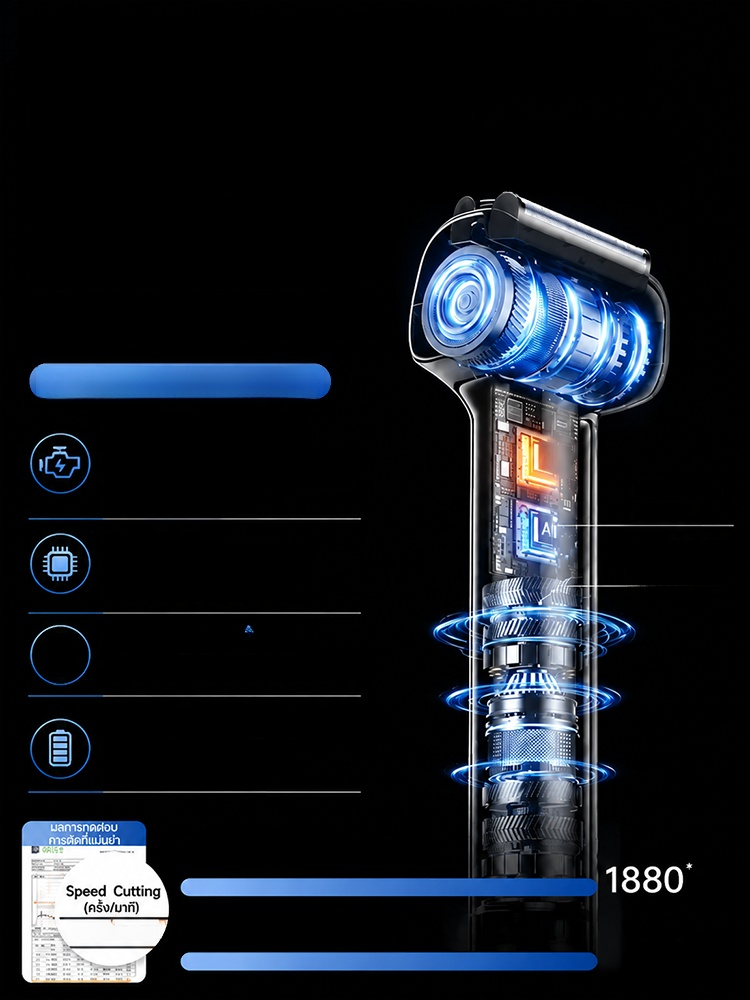 เครื่องโกนหนวดไฟฟ้าแบบพกพาพร้อมแม่เหล็กดูดติด ความเร็ว 840,000 ครั้ง/นาที โกนลื่นไม่ดึงขน!