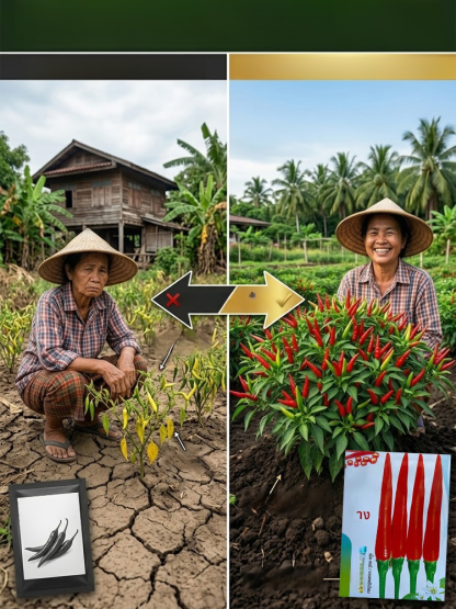 【เด็ดไม่แพ้】เมล็ดพันธุ์พริกพันธุ์ต้านโรคที่คัดสรร อัตราการงอก 99% ต้านทานโรคเยี่ยม ปลูกครั้งเดียวเก็บได้ทั้งปี