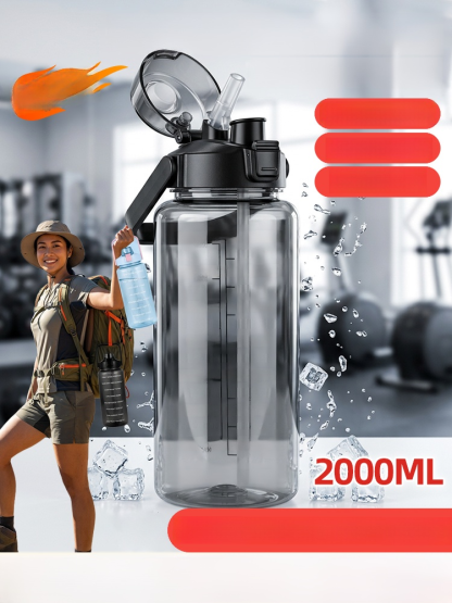 กระบอกน้ำพร้อมหลอด🥤 ขวดขนาด 2 ลิตร ตอบโจทย์ความต้องการน้ำดื่มประจำวันของคุณ