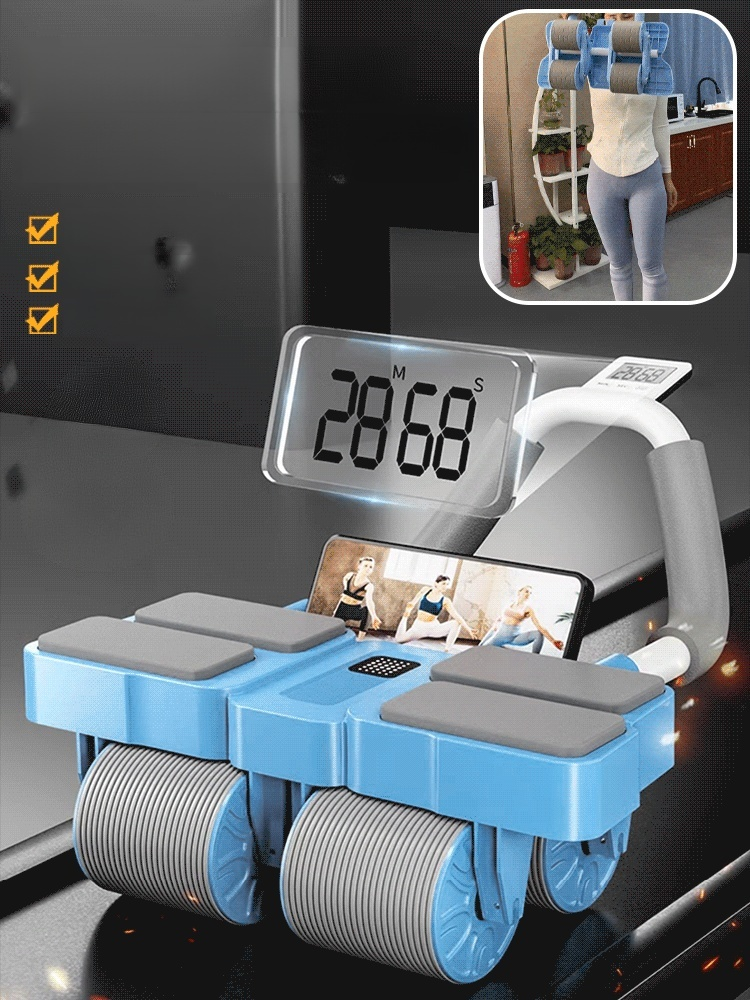 ลูกกลิ้งออกกำลังกายแบบ 4 ล้อ มาพร้อมสปริงดึงกลับอัตโนมัติ รับน้ำหนักได้เยอะ เล่นง่ายมาก 🚀