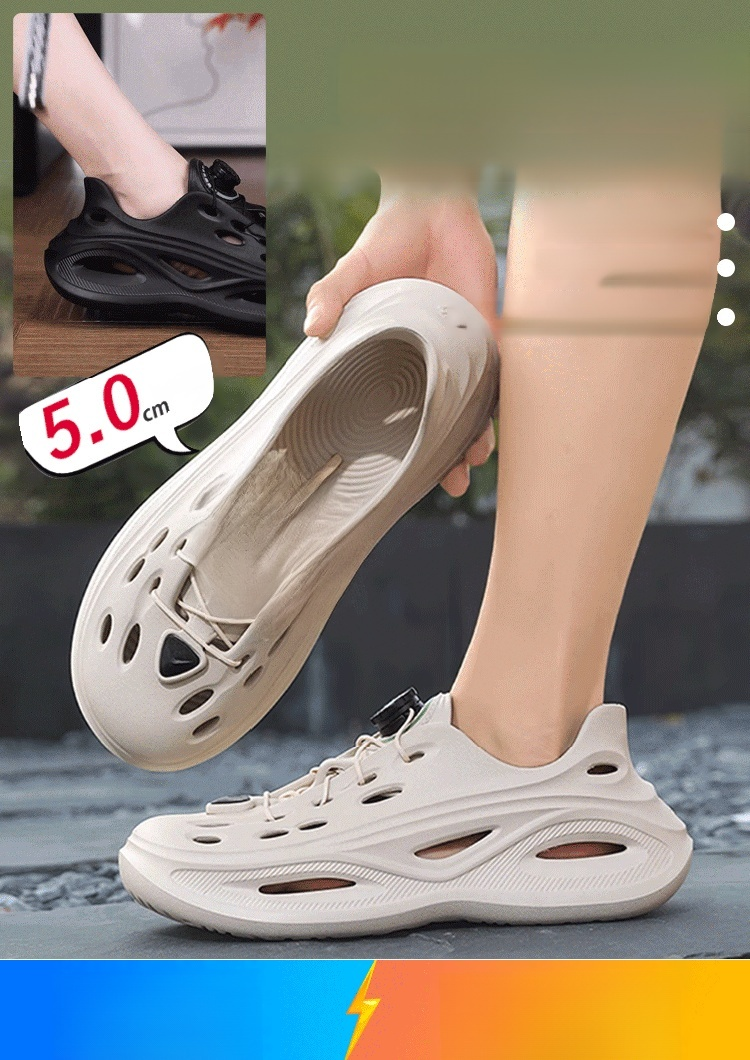【🌤️ ต้องมีในหน้าร้อน!】รองเท้าแตะเจาะรู🩴 🥰 เทคโนโลยีลดแรงกระแทกแบบหุ้มพื้นล่าสุด 👍 สวมใส่สบายสุดๆ ✨ เพิ่มส่วนสูง 5 ซม. ✨ ป้องกันล