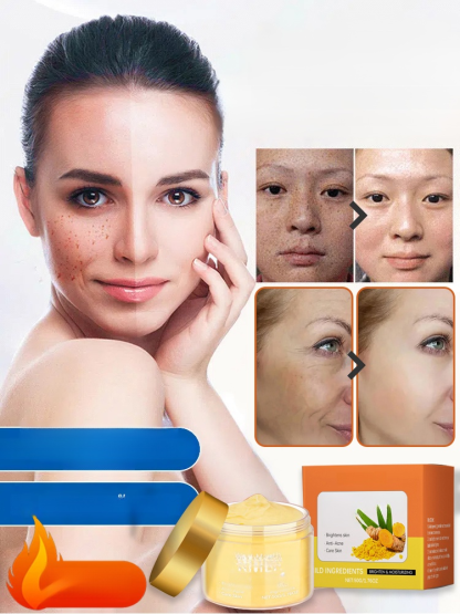 🌟✨ ด้วยครีมขมิ้น ที่รวมทุกคุณสมบัติในการดูแลผิวไว้ในกระปุกเดียว จบทุกปัญหาผิว: 👋 ลาก่อนรอยด่างดำ และปัญหาผิวอื่นๆ!