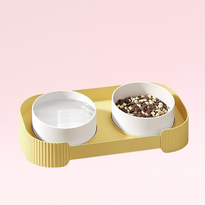 貓咪碗貓碗狗碗寵物陶瓷雙碗喝水貓盆狗盆狗糧寵物用品防打翻
