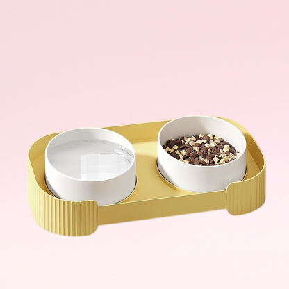 貓咪碗貓碗狗碗寵物陶瓷雙碗喝水貓盆狗盆狗糧寵物用品防打翻