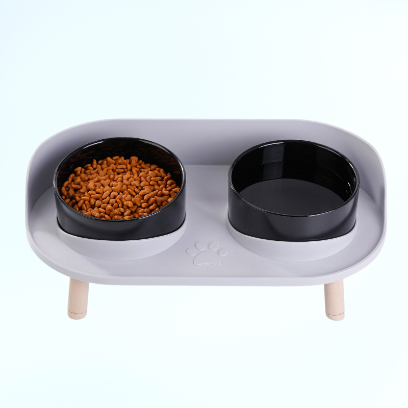 貓咪碗貓碗狗碗寵物陶瓷雙碗喝水貓盆狗盆狗糧寵物用品防打翻