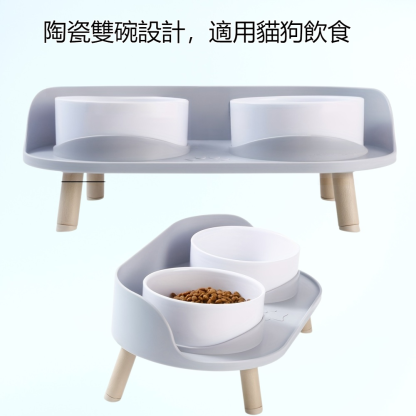 貓咪碗貓碗狗碗寵物陶瓷雙碗喝水貓盆狗盆狗糧寵物用品防打翻