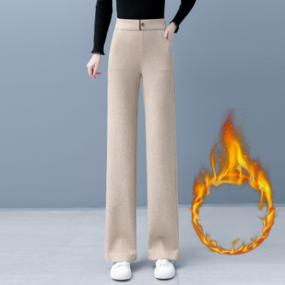 巨顯腿長加絨闊腿褲