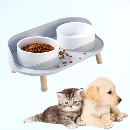 貓咪碗貓碗狗碗寵物陶瓷雙碗喝水貓盆狗盆狗糧寵物用品防打翻