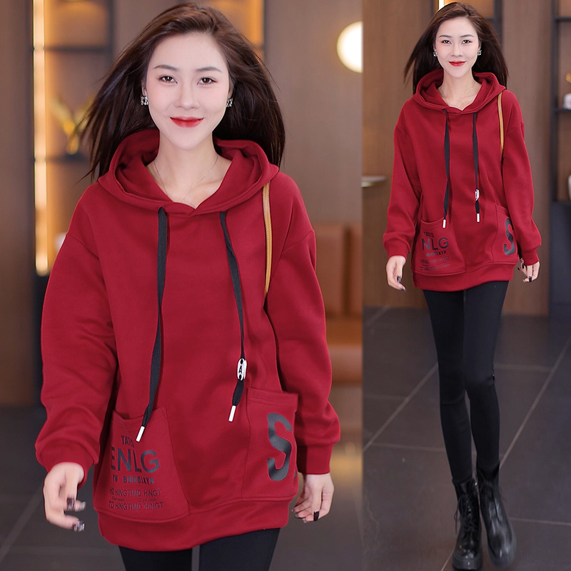 大口袋中長連帽衛衣