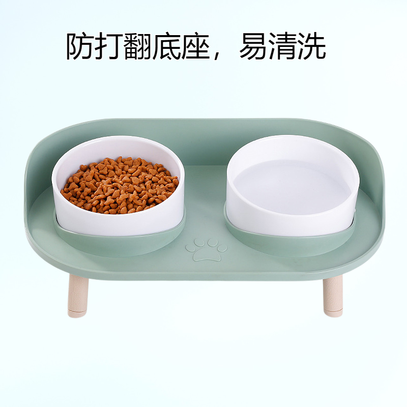 貓咪碗貓碗狗碗寵物陶瓷雙碗喝水貓盆狗盆狗糧寵物用品防打翻