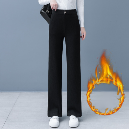 巨顯腿長加絨闊腿褲