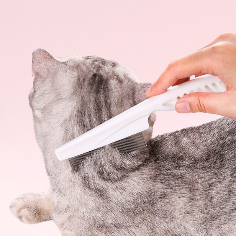 寵物除蚤鋼針梳新款扁平單色防滑貓咪除蚤梳梳子寵物用品