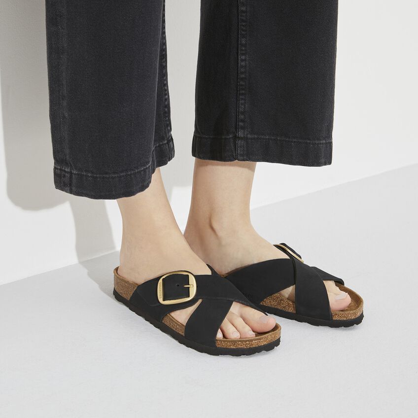 Siena Big Buckle Nubuck Leather - Black