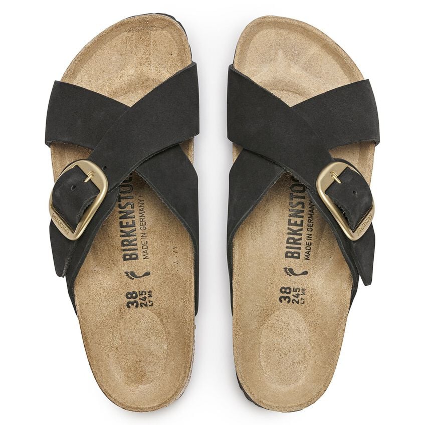 Siena Big Buckle Nubuck Leather - Black