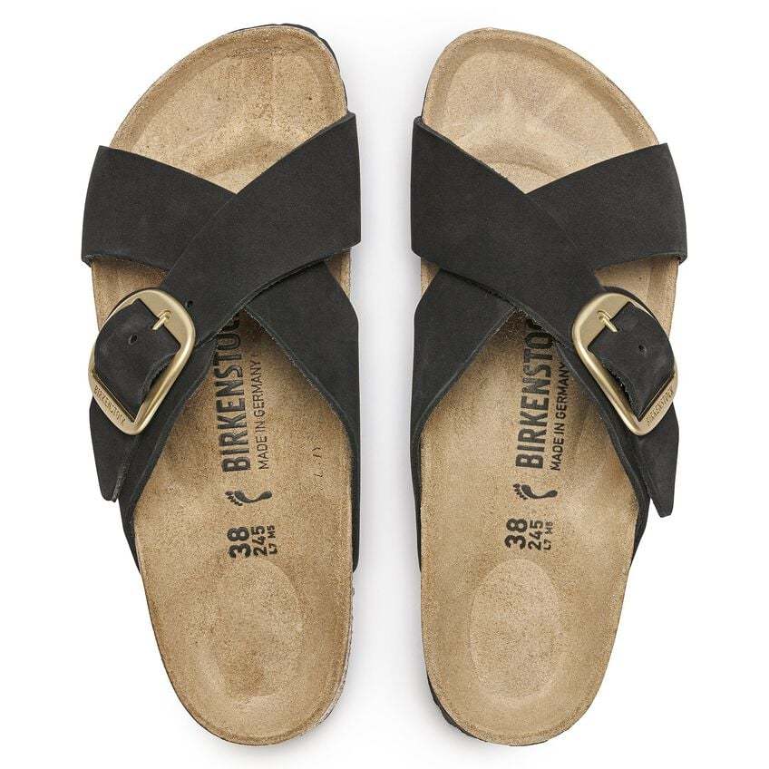 Siena Big Buckle Nubuck Leather - Black