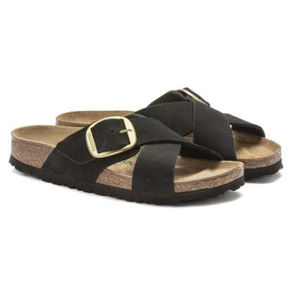 Siena Big Buckle Nubuck Leather - Black