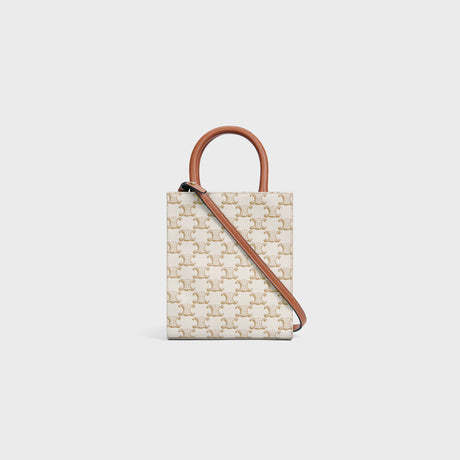 ミニ バーティカル トリオンフ キャンバス CELINE カバ / キャンバス & プリント入りカーフスキン ホワイト