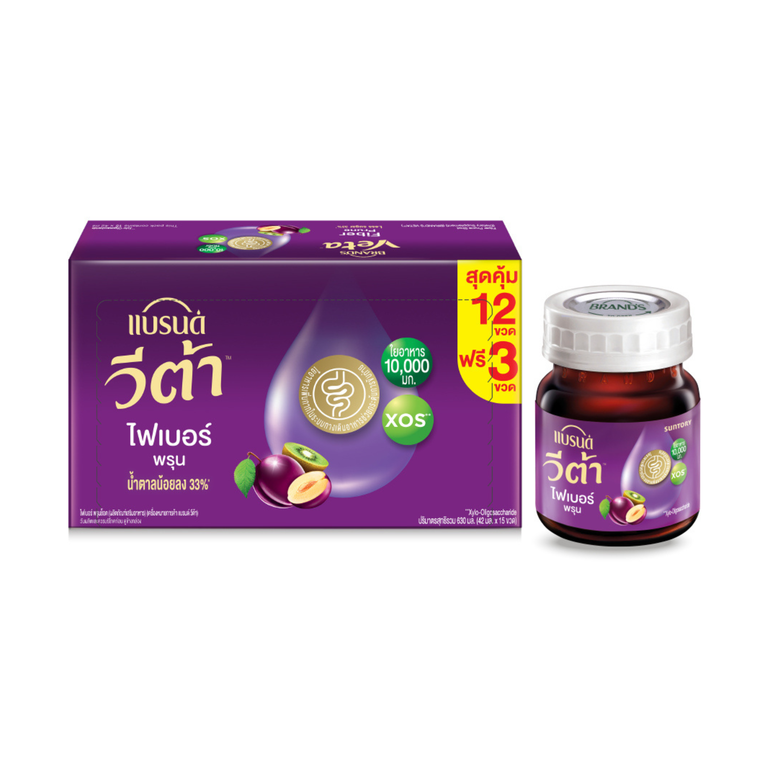แบรนด์ วีต้า ไฟเบอร์ พรุน 42 มล. แพค 12 + 3 ขวด