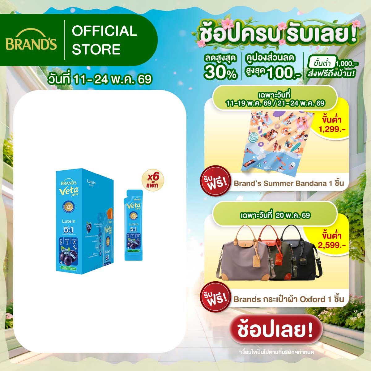 [ยกลัง] แบรนด์ วีต้า เจลลี่ ลูทีน 18 ก. x 15 ซอง  x 6 แพ็ก (90 ซอง)