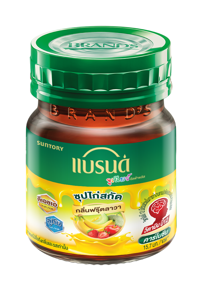 แบรนด์จูเนียร์ อัลฟ่าพลัส ซุปไก่สกัด กลิ่นฟรุ๊ตลาวา 42 มล. x 12 ขวด