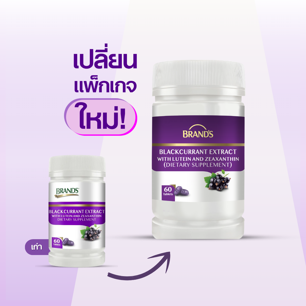 [ซื้อ 1 แถม 1] แบรนด์ สารสกัดจากแบล็กเคอร์แรนท์ ผสมลูทีนและซีแซนทีน 60 เม็ด